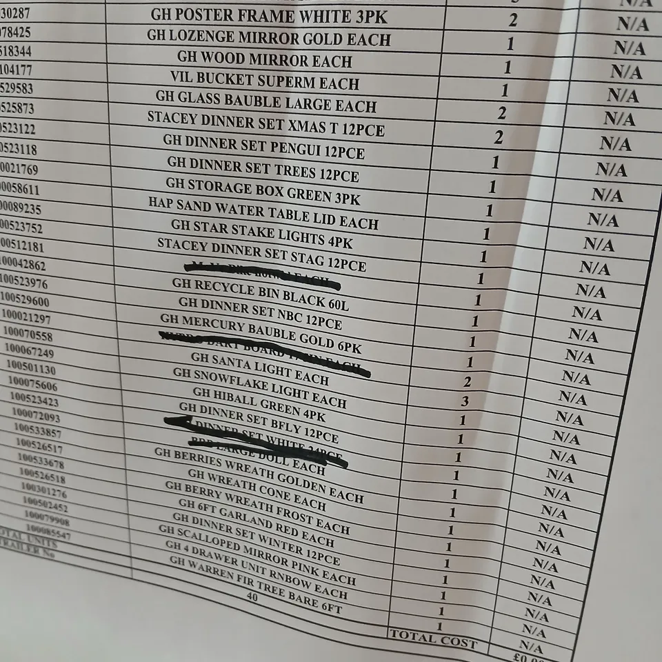 PALLET OF APPROXIMATELY 35 ASSORTED PRODUCTS TO INCLUDE; ORGANIC MIRROR, POSTER FRAME, VILEDA BUCKET SUPREME, STACEY DINNER SET XMAS, STAR STAKE LIGHTS, HIBALL GREEN, BERRY WREATH FROST AND WARREN FIR