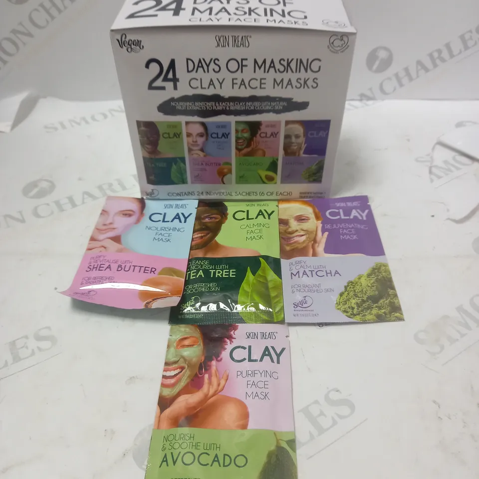 BOX OF APPROX 5 SKIN TREATS 24 DAYS OF MASKING - CLAY FACE MASKS - GIFT SET