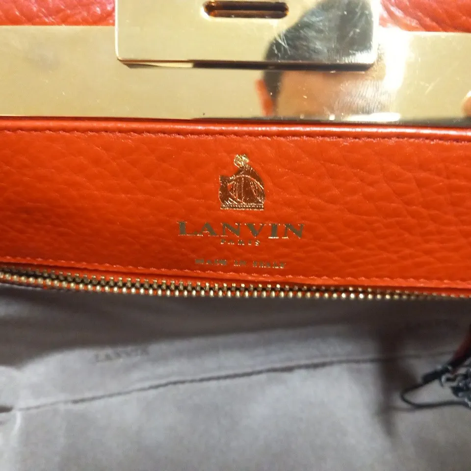 LANVIN TRILOGY RED CALFSKIN CLUTCH BAG