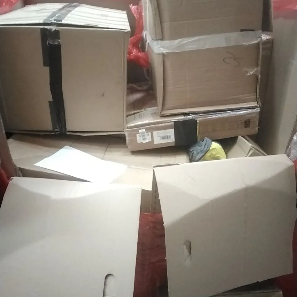 PALLET OF ASSORTED HOUSEHOLD GOODS AND PRODUCTS TO INCLUDE; DOG PRAM, FOLDABLE PLAY MAT, BOXED FURNITURE ETC