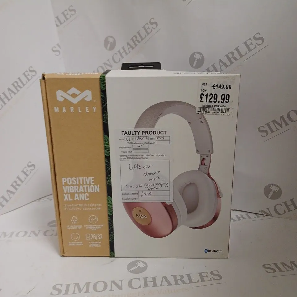 BOXED HOUSE OF MARLEY POSITIVE VIBRATION XL ANC BLUETOOTH HEADPHONES EM-JH151-CP