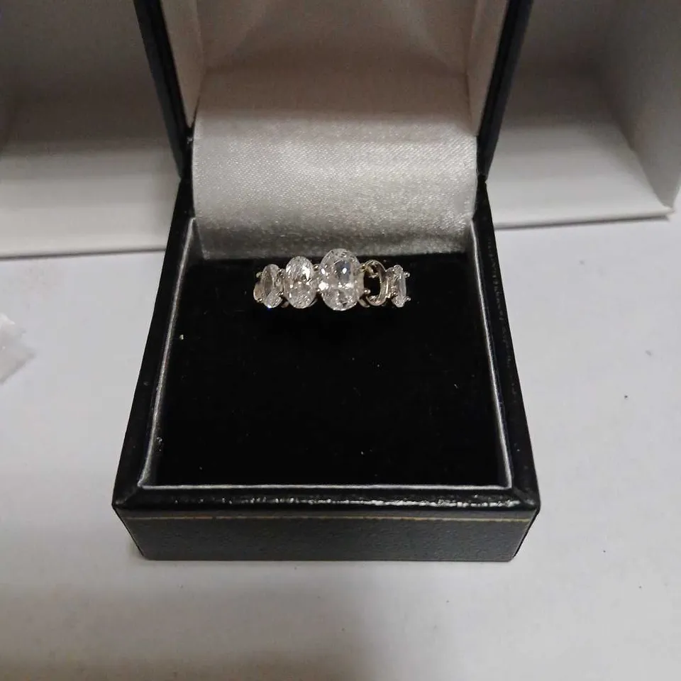 DIAMONIQUE 2CT TW PLATINUM PLATED 5 STONE RING STERLING SILVER 