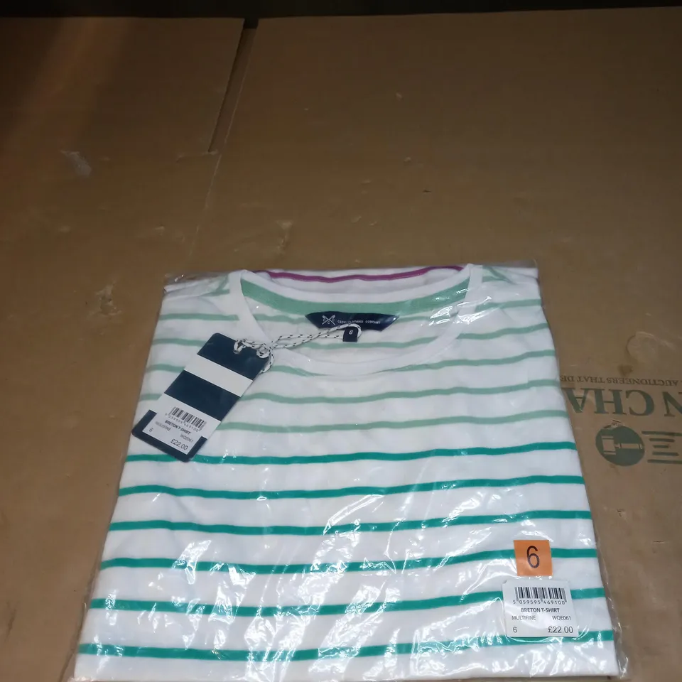CREW CLOTHING COMPANY STRIPPED BRETON T-SHIRT SIZE 6