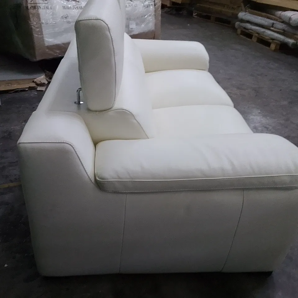 QUALITY ITALIAN DESIGNER RICCARDO 2 SEATER SOFA - WHITE LEATHER