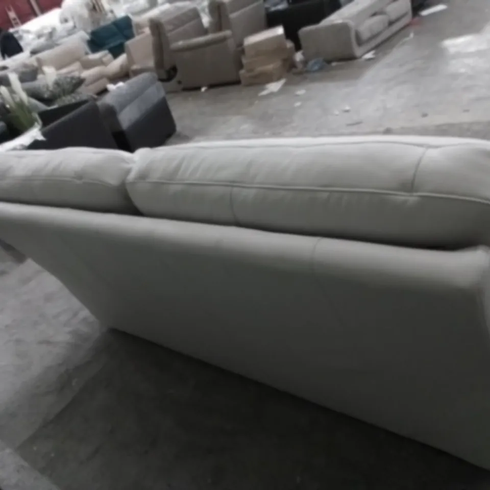 DESIGNER G PLAN MADE SEATTLE OXFORD LIGHT GREY LEATHER THREE SEATER SOFA