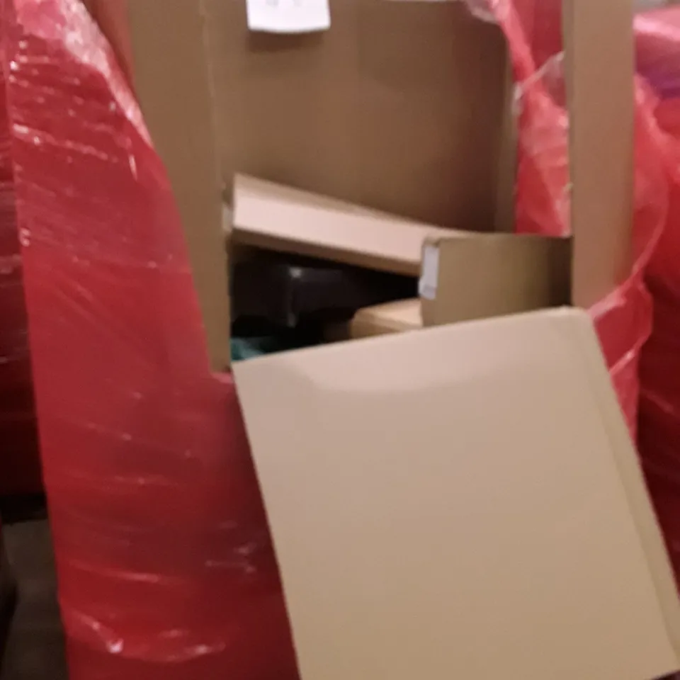 PALLET OF ASSORTED HOUSEHOLD ITEMS TO INCLUDE HEATED BLANKET, FOLDING UTILITY TABLE AND PLAYPEN 