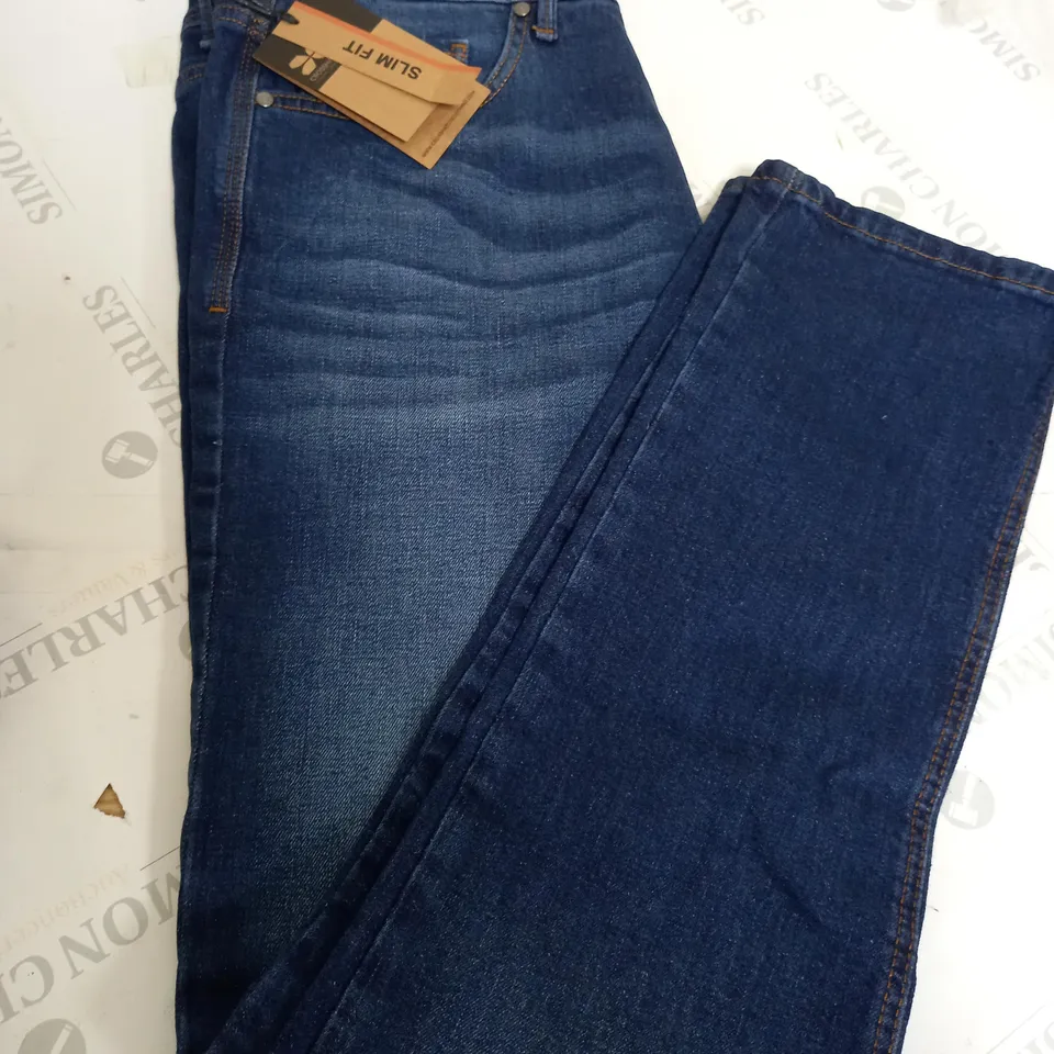 CROSSHATCH SLIM FIT NAVY BLUE JEANS - SIZE 34R