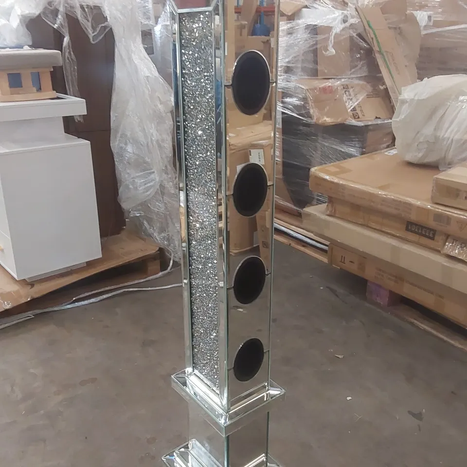 AMLA 8 BOTTLE FREESTANDING FLOOR WINE RACK DECOR MIRRORED BOTTLE RACK
