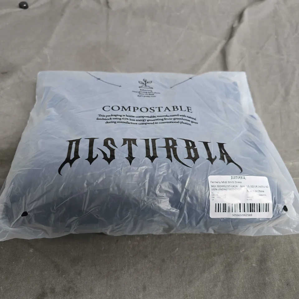 BAGGED DISTURBIA MIDI SHIRT DRESS – UK 14 