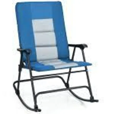 BOXED COSTWAY FOLDABLE ROCKING PADDED PORTABLE CAMPING CHAIR WITH BACKREST ARMREST- BLACK