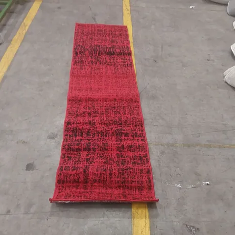 QUALITY STONYFORD ABSTRACT RED AREA RUG - 62 x 240cm