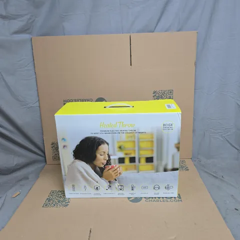 MOONHOUSE HEATED THROW – BEIGE SHEARLING 200X180 CM