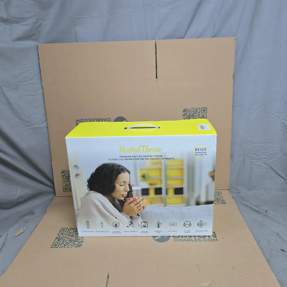 MOONHOUSE HEATED THROW – BEIGE SHEARLING 200X180 CM