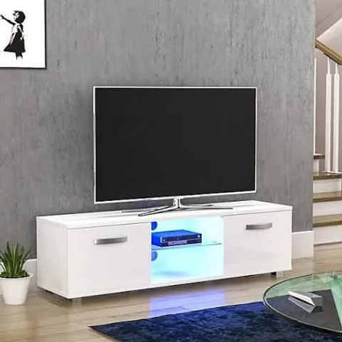 BOXED VIDA DESIGNS COSMO 2 DOOR LED TV UNIT - 140CM - WHITE