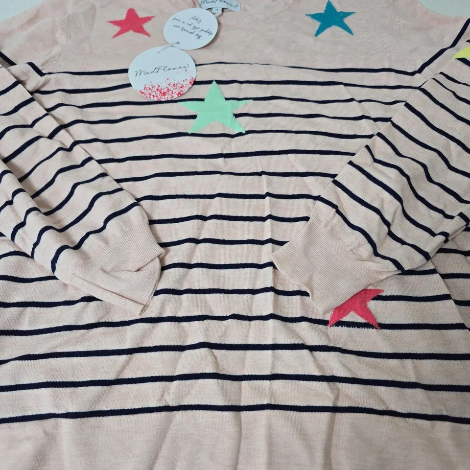 MUDFLOWER STAR AND STRIPE JUMPER, PEACH/NAVY - SIZE 16