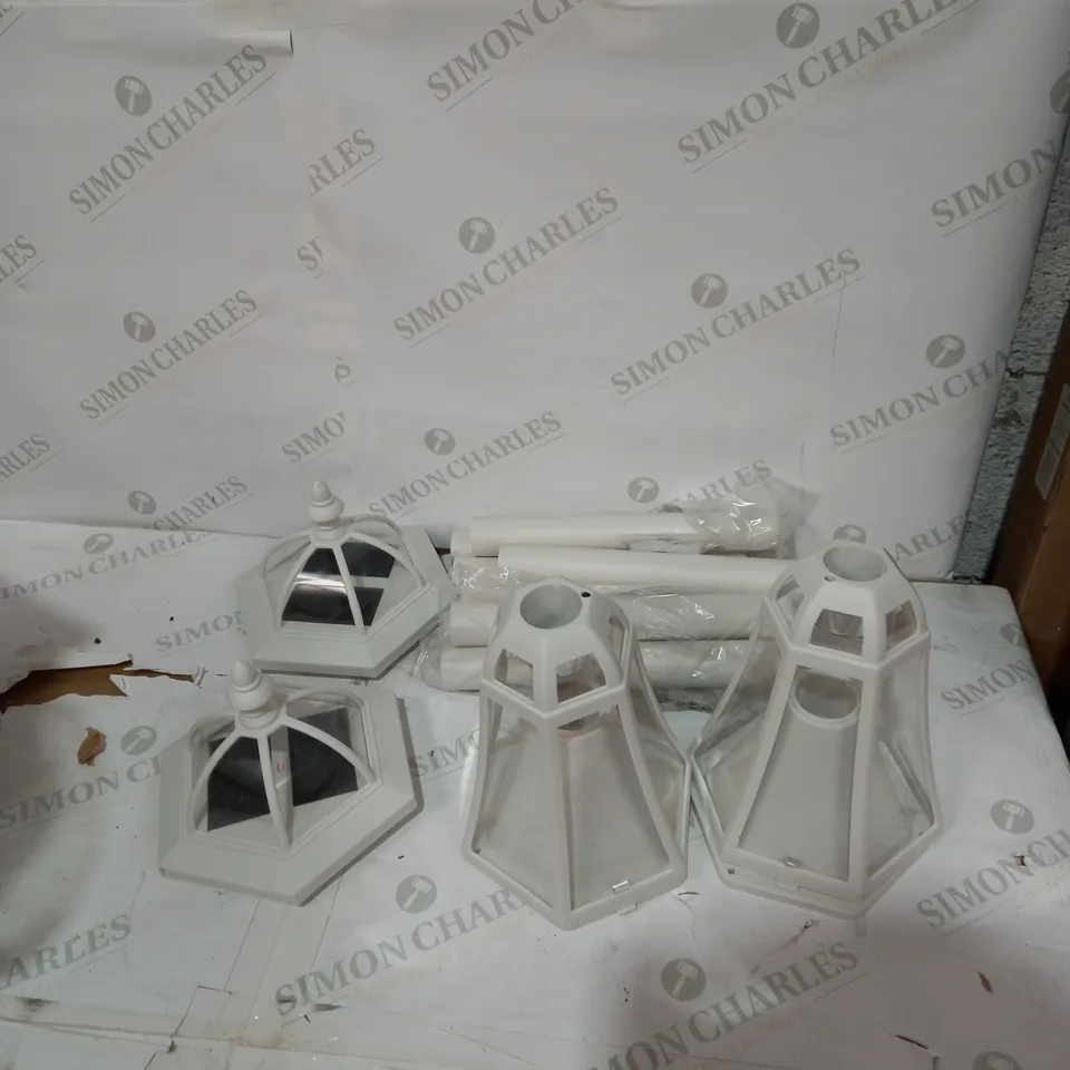LUXFORM SET OF KENSINGTON SOLAR POWERED LAMP POSTS WHITE