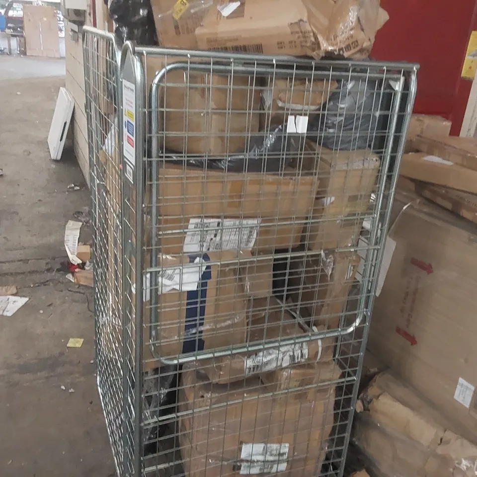 CAGE CONTAINING A LARGE ASSORTMENT OF CONSUMER PRODUCTS/FURNITURE PARTS ECT // CAGE NOT INCLUDED 