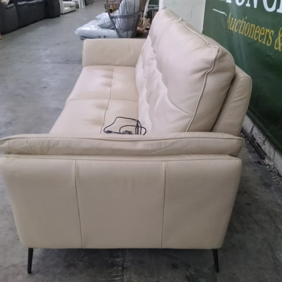 QUALITY ITALIAN DESIGNER BOLZANO ELECTRIC RECLINER LARGE SOFA - BEIGE LEATHER