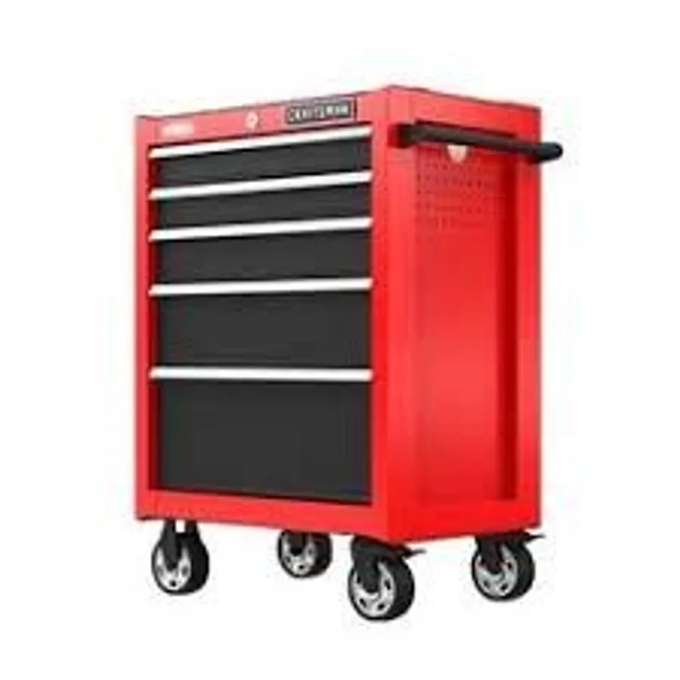 BOXED COSTWAY 2-IN-1 ROLLING TOOL CHEST WITH 5 SLIDING LOCKABLE DRAWERS.