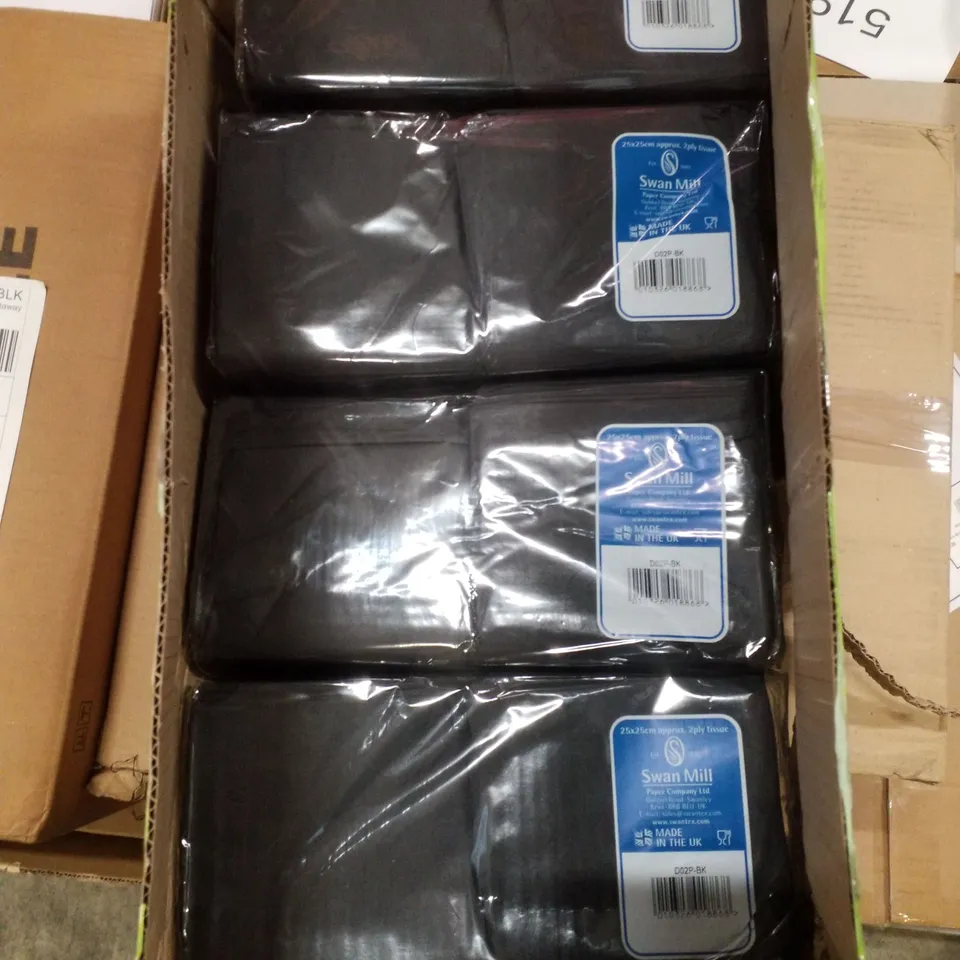 BOX CONTAINING 2000 BRAND NEW SWANTEX COCKTAIL NAPKINS BKACK