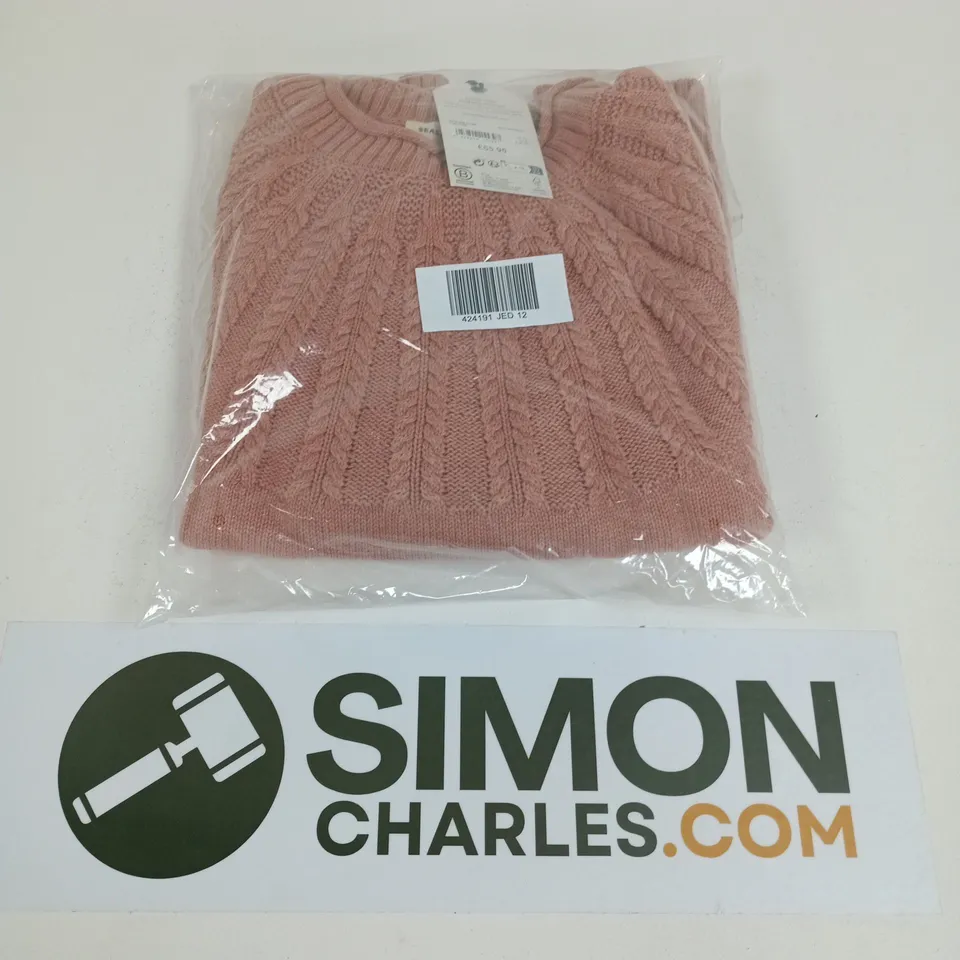 BAGGED SEASALT CORNWALL STONE CHAT JUMPER IN DUSTY ROSE - UK 12
