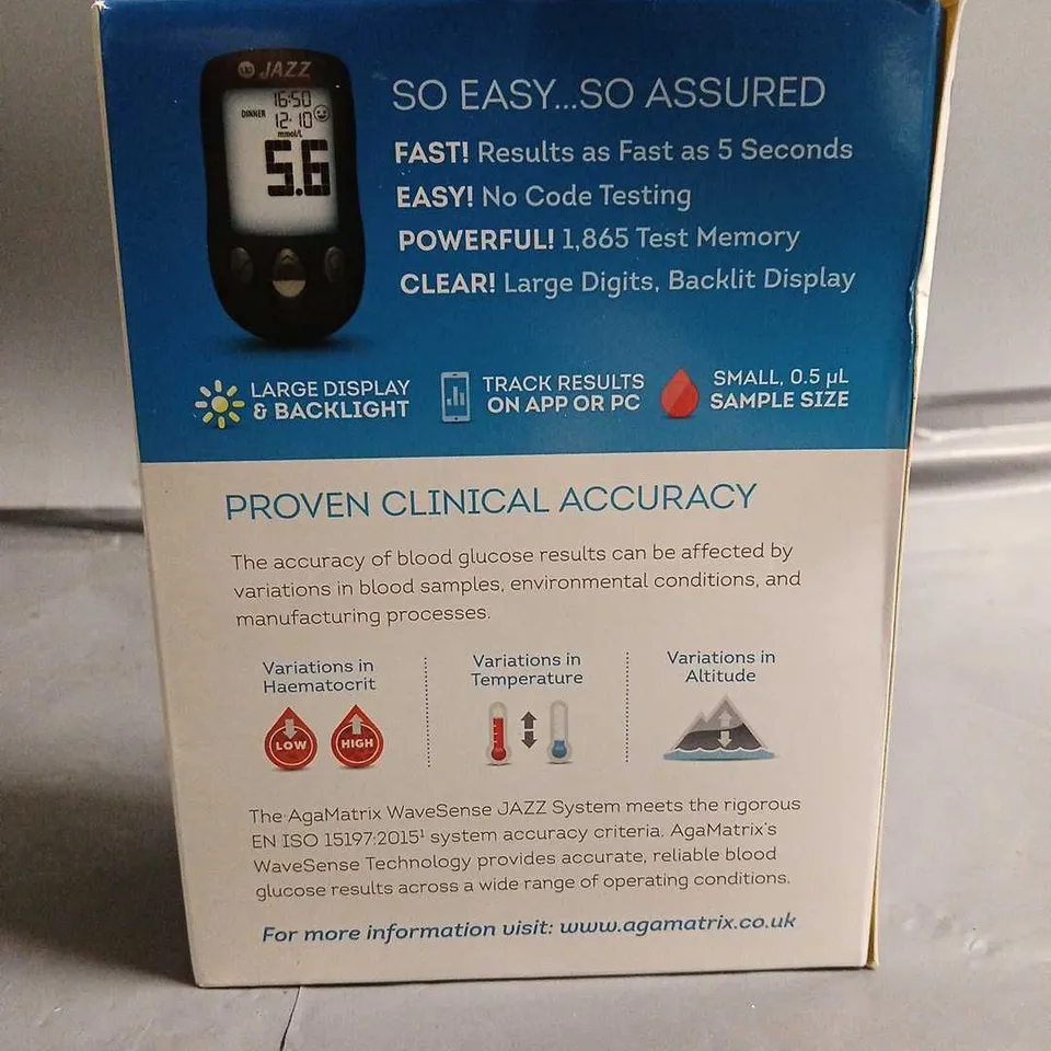 SEALED AGAMATRIX WAVESENSE JAZZ ADVANCED BLOOD GLUCOSE MONITORING SYSTEM