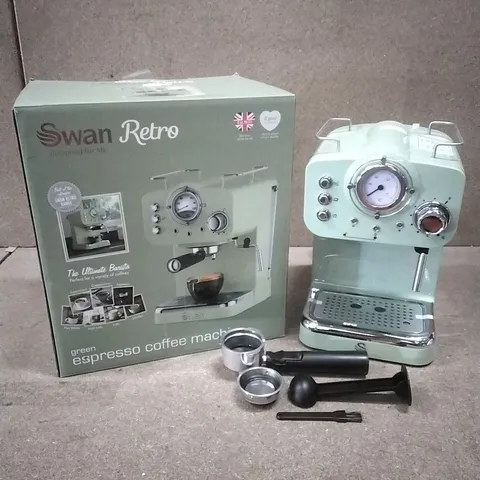 BOXED SWAN RETRO ESPRESSO COFFEE MACHINE WITH MILK FROTHER