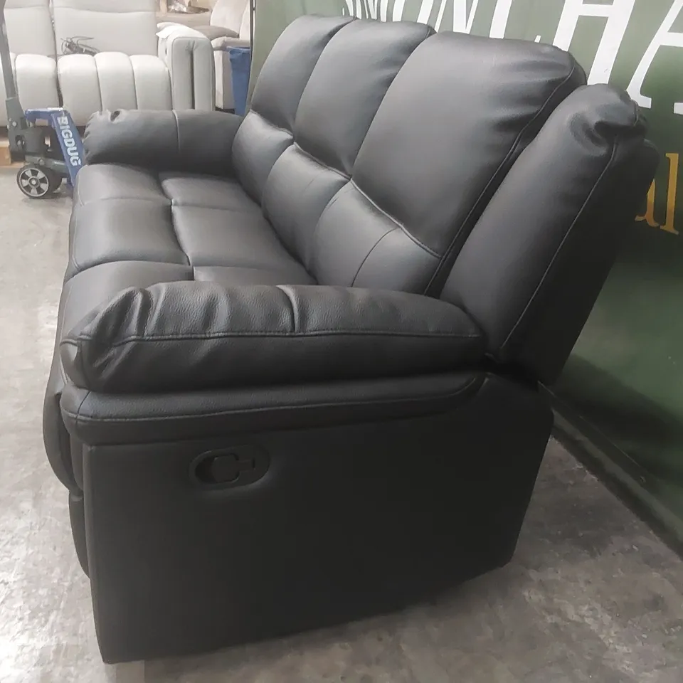 QUALITY DESIGNER ALBION 3 SEATER FAUX LEATHER MANUAL RECLINER SOFA