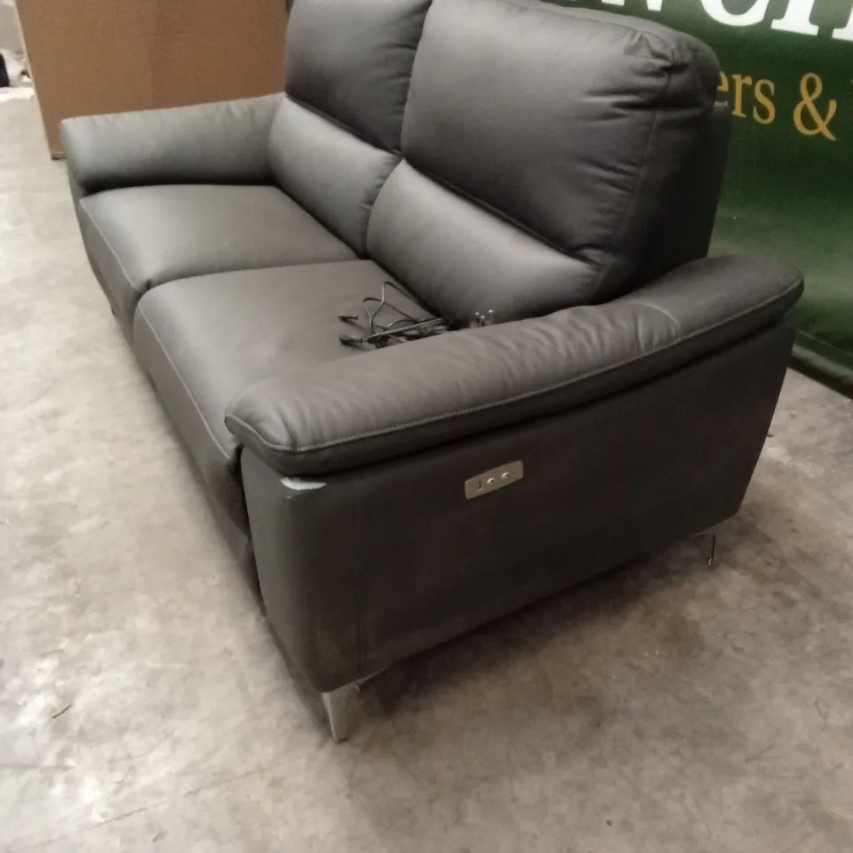 PAVILION 3 SEATER LEATHER/FAUX LEATHER POWER RECLINER SOFA - CHARCOAL RRP £1049