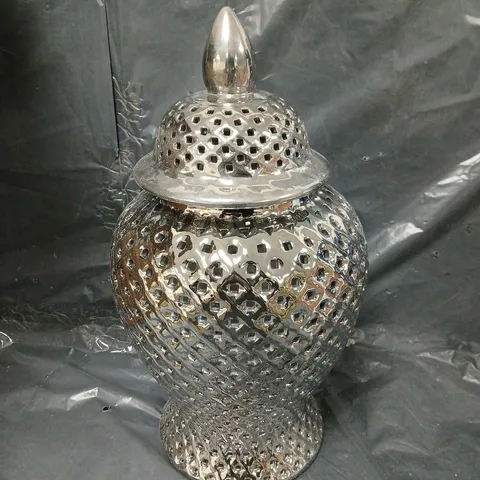 LARGE CERAMIC SILVER VASE