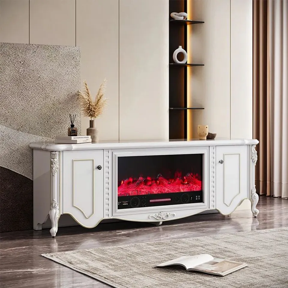 BOXED BETTIE TV STAND FOR TVS UP TO 78" WITH FIREPLACE INCLUDED 