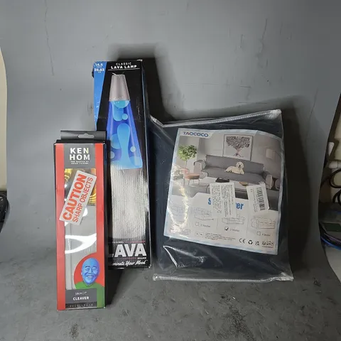 PALLET OF APPROXIMATELY 12 ASSORTED BROKEN ITEMS TO INCLUDE - LAVA LAMP , KEN HOM CLEAVER , TAOCOCO 3 SEATER COVER ETC - COLLECTION ONLY 