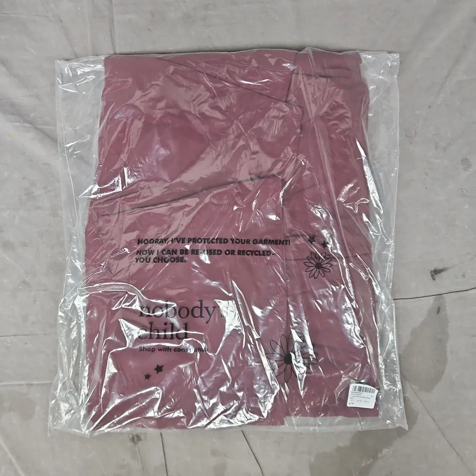 BAGGED NOBODY'S CHILD V-NECK WOVEN MIX DRESS IN RED SIZE UK 12