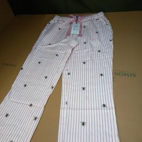WOMENS JOULES LUNA LIGHT PINK BEE STRIPPED TROUSERS SIZE S