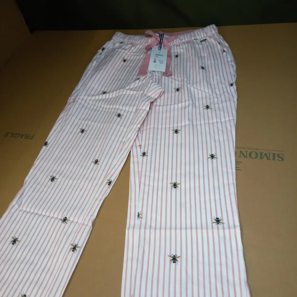 WOMENS JOULES LUNA LIGHT PINK BEE STRIPPED TROUSERS SIZE S