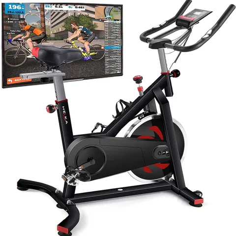 BOXED HEKA EXERCISE BIKE INDOOR CYCLING BIKE STATIONARY CYCLE BIKE WITH HEART RATE SENSOR & COMFORTABLE SEAT CUSHION, QUIET FITNESS BIKE FOR HOME CARDIO WORKOUT