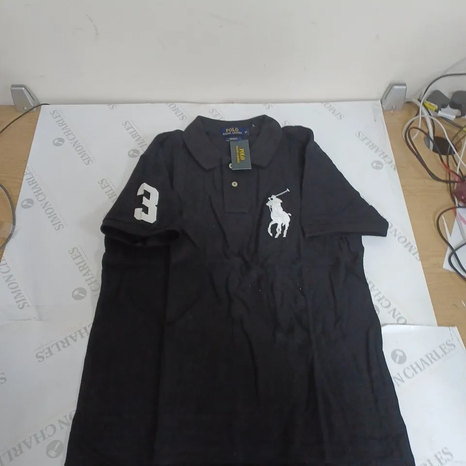 RALPH LAUREN POLO TOP BLACK - MEDIUM 
