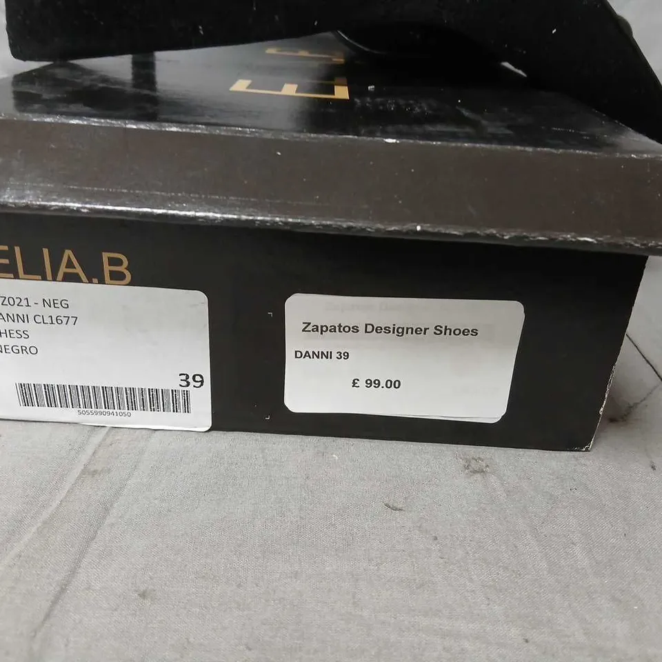 ELIA.B LONDON BLACK GLITTER HEELS – WOMEN'S COURT SHOES, UK 6 (EU 39)