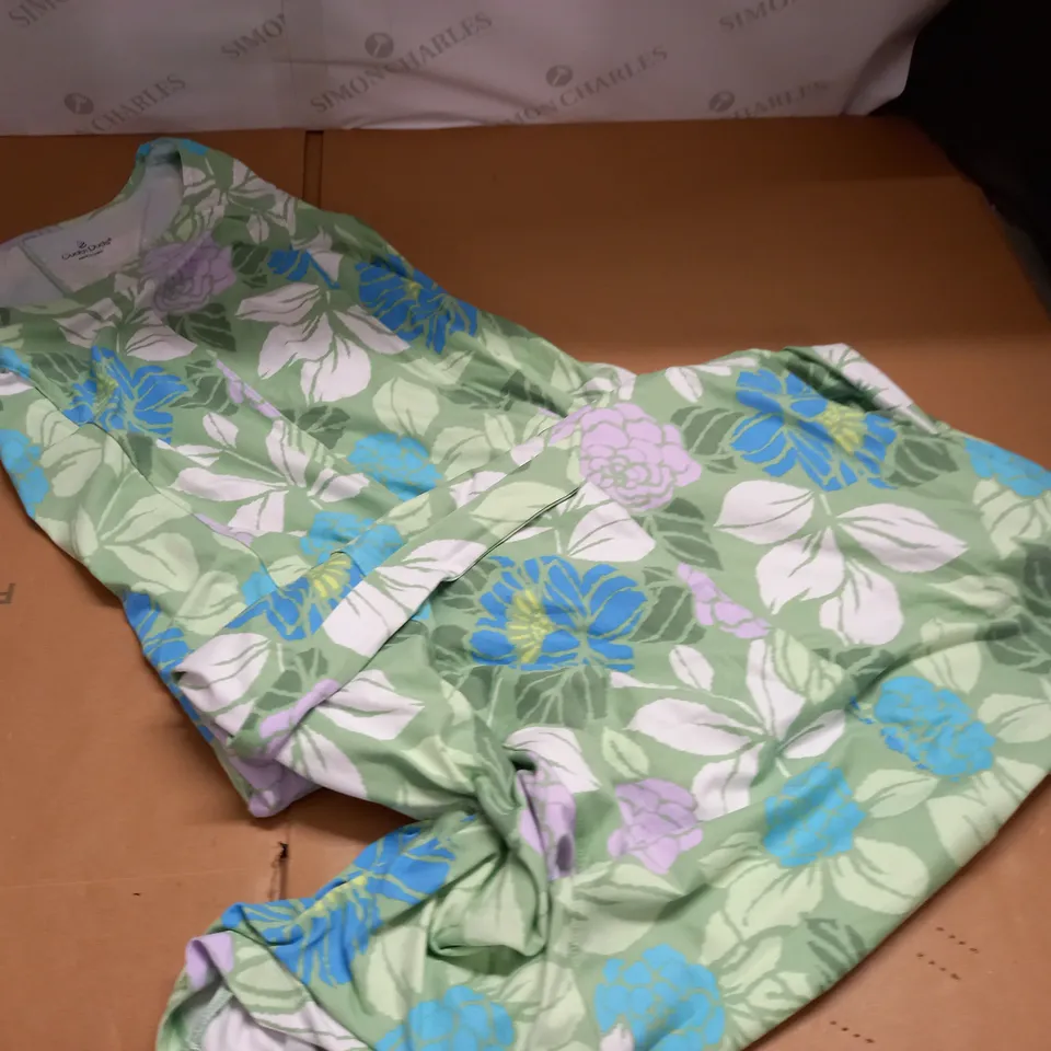 CUDDLE DUDS GREEN FLORAL DRESS - XL