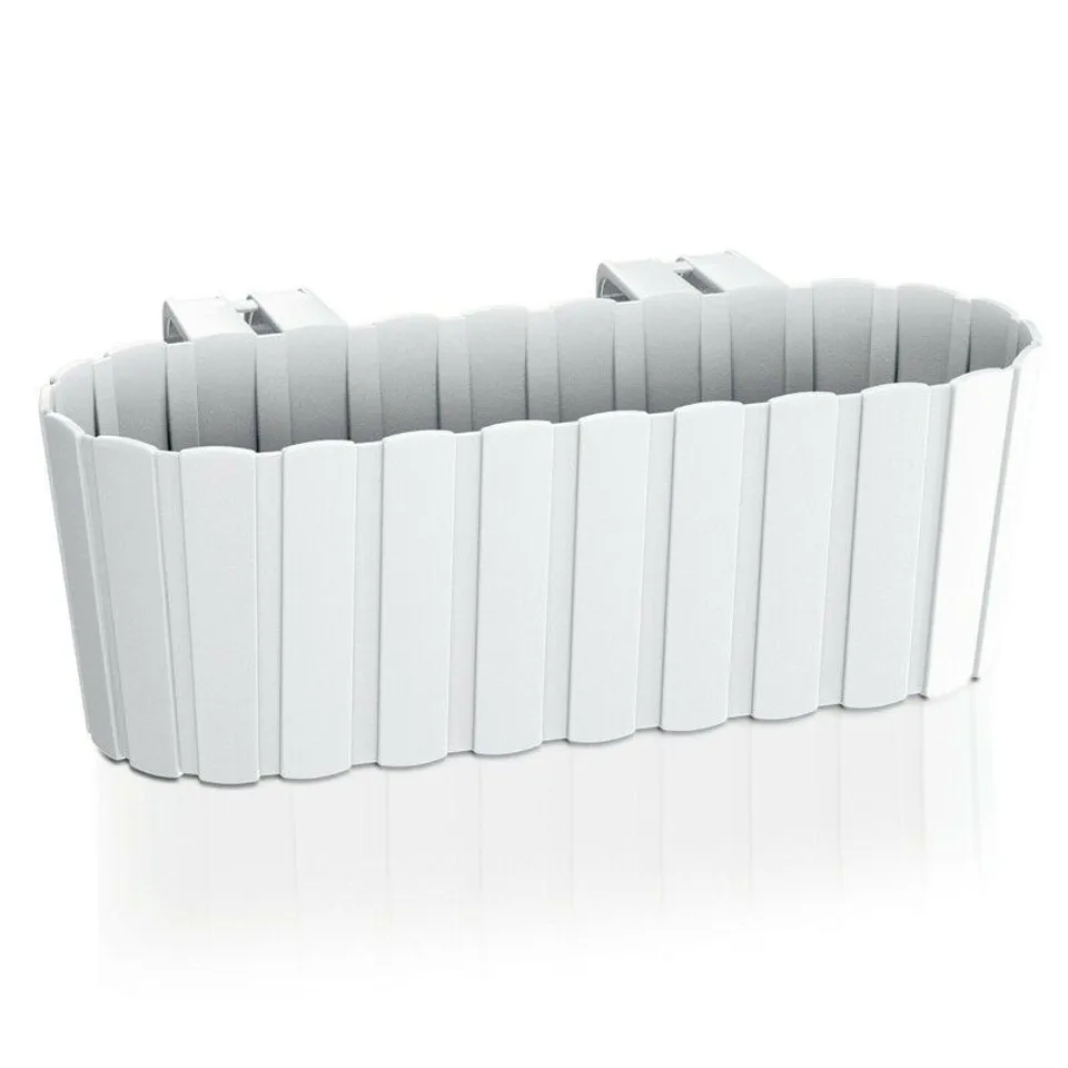 BOXED CALKINS PLASTIC BALCONY PLANTER/POT - WHITE