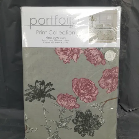 SEALED PORTFOLIO HOME PRINT COLLECTION FLOWER GARDEN KING DUVET SET - SAGE