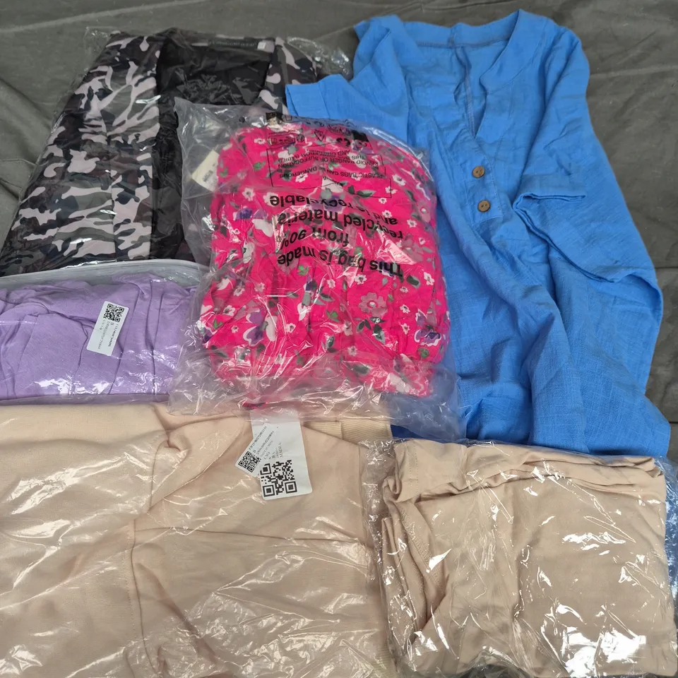 APPROXIMATELY 35 ASSORTED CLOTHING ITEMS IN VARIOUS SIZES, STYLES & COLOURS TO INCLUDE TOPS ,DRESSES, HOODIES, ETC - COLLECTION ONLY