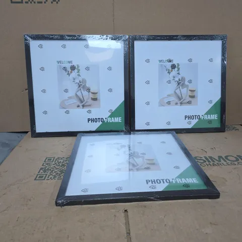 3 X PHOTO FRAME BLACK 32 X 32cm APPROX