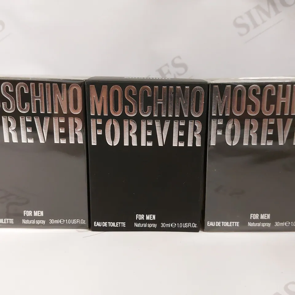 BOX OF APPROX 3 MOSCHINO FOREVER FOR MEN EAU DE TOILETTE - 3X30ML	