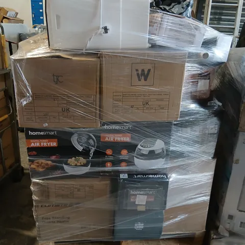 PALLET OF ASSORTED HOUSEHOLD PRODUCTS TO INCLUDE; HOMESMART AIR FRYER, KEPLIN VACUUM CLEANER, ELECTRONIC STEPPER AND HOMESMART MULTI COOKER