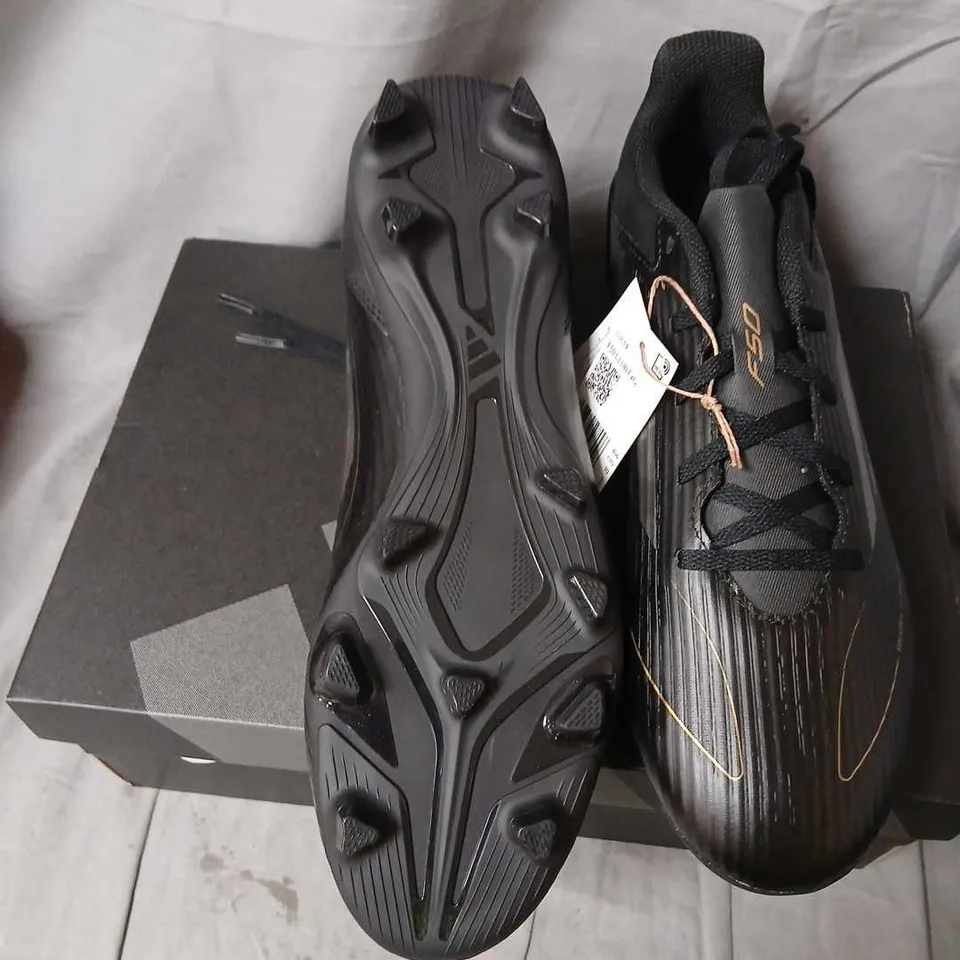 ADIDAS F50 CLUB FXG FOOTBALL BOOTS – BLACK/GOLD, UK 10