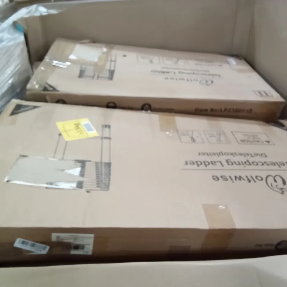 PALLET OF ASSORTED ITEMS INCLUDING WOLFWISE TELESCOPING LADDER, HOMIDEC DRYING RACK, HODOAOU, VERSATILE COAT STAND, YOUDENOVA CLOTHING RACK