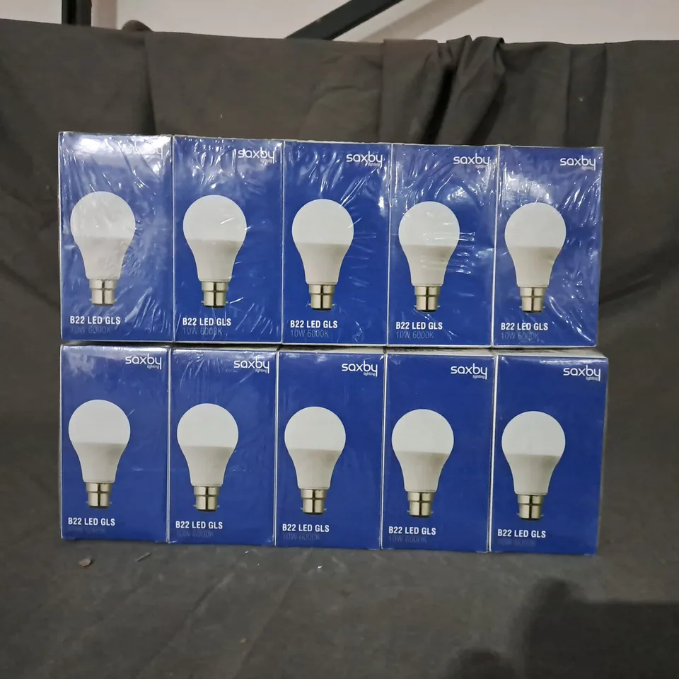 APPROXIMATELY 20 BOXED SAXBY ROUND BULBS B22 LED GLS 10W 6000K 