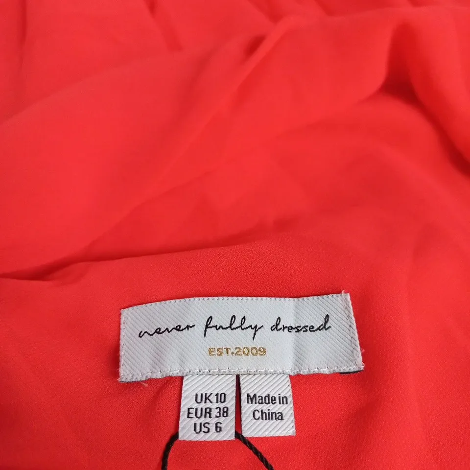 NEVER FULLY DRESSED MINI SOPHIE DRESS IN TOMATO – UK10, RED