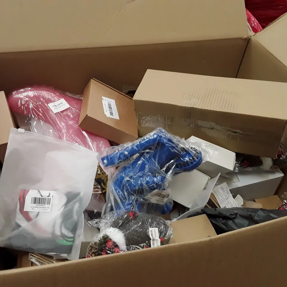 PALLET OF 6 BOXES CONTAINING ASSORTED PRODUCTS INCLUDING BATHROOM SCALE, JEWELLERY STORAGE BOXES, CHRISTMAS DECORATIONS, VACUUM CUP, GARDEN BOOTS